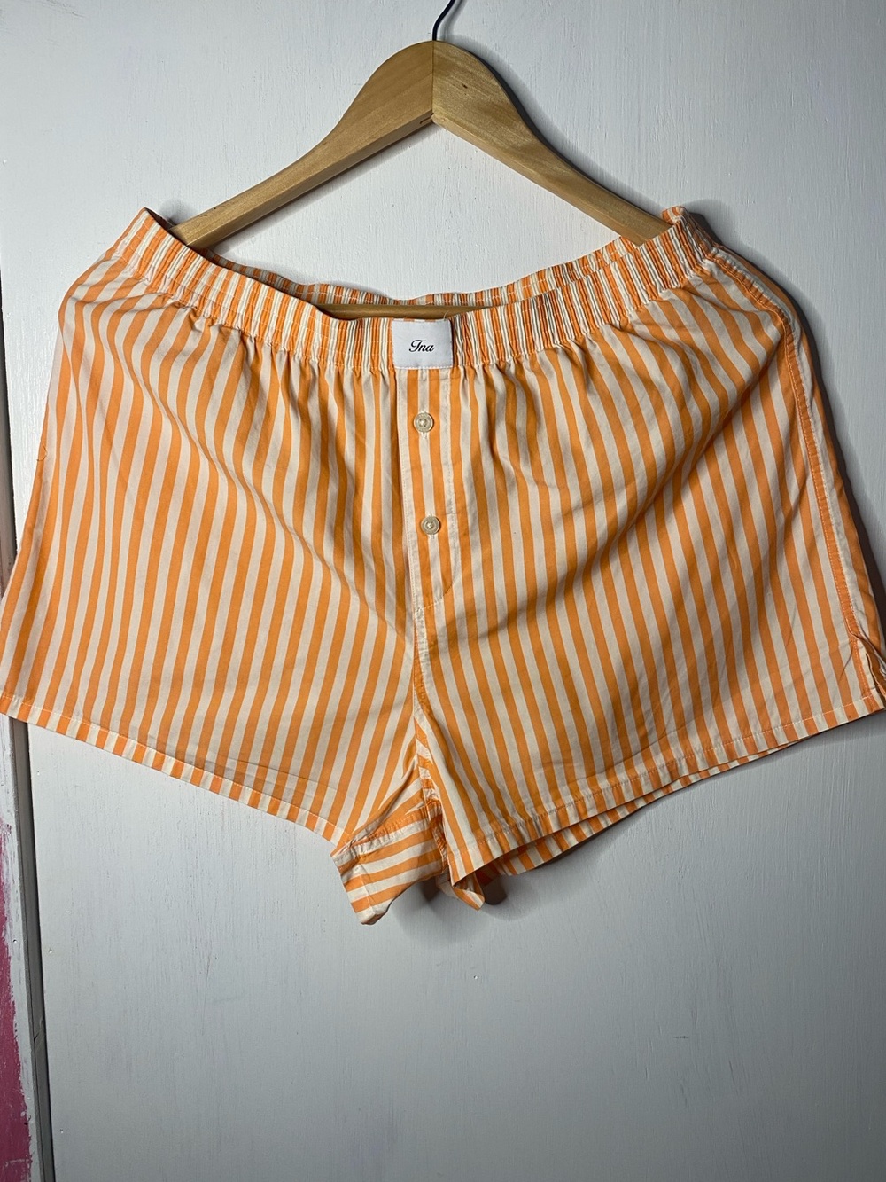 Aritzia TNA Orange and White Striped Women’s Shorts